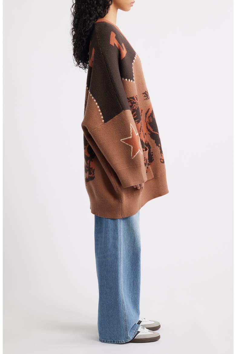Wild Mustang Oversize Cardigan, Alternate, color, BROWN