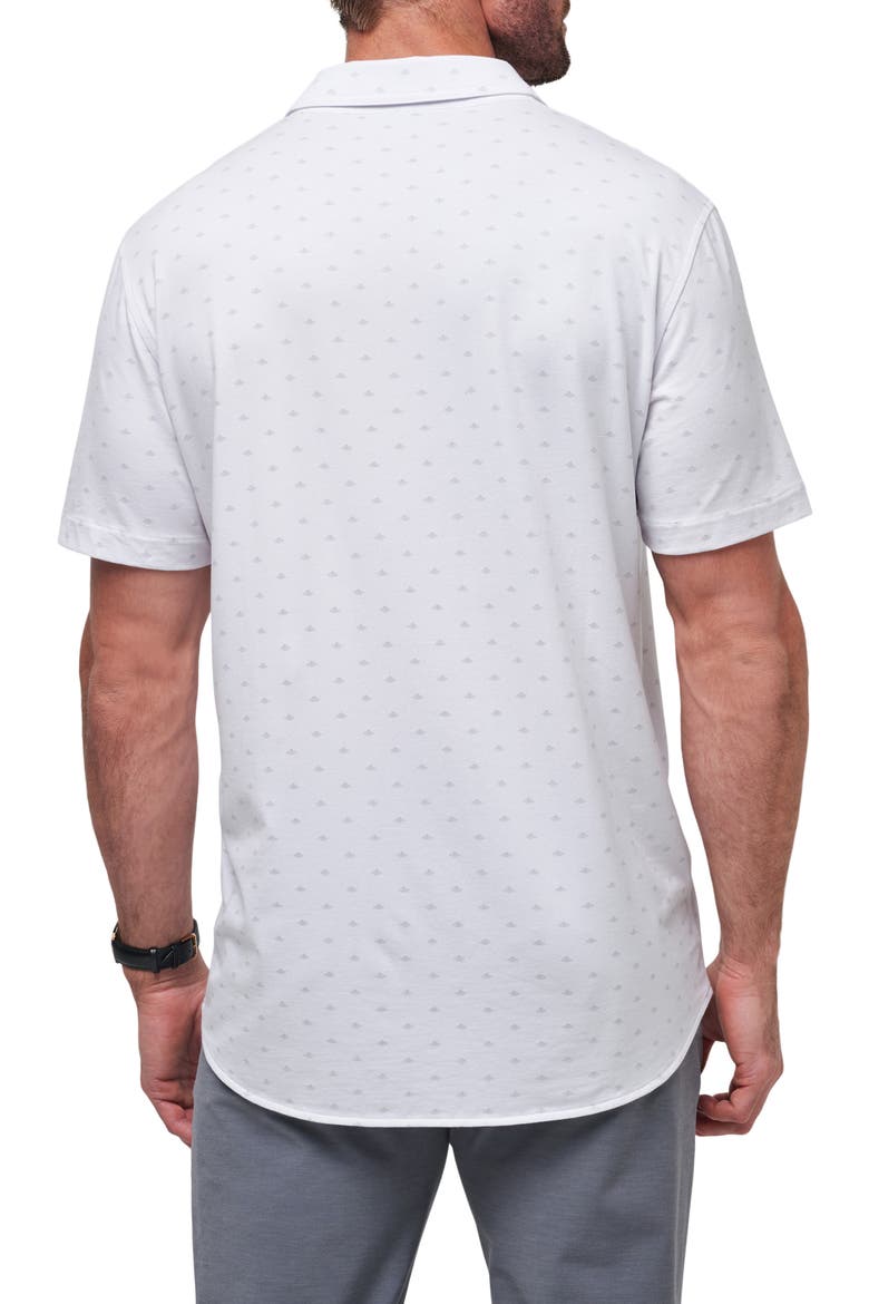 Set a Course Geo Print Knit Short Sleeve Button-Up Shirt, Alternate, color, WHITE