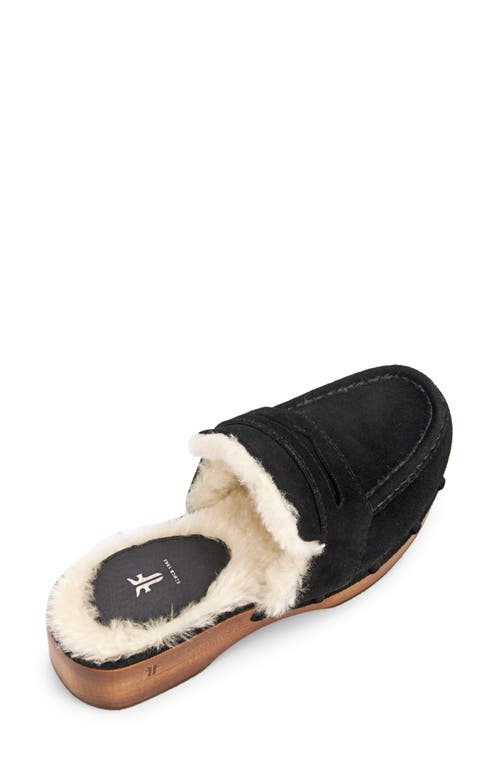 Frye Melody Genuine Shearling Lined Platform Clog In Black