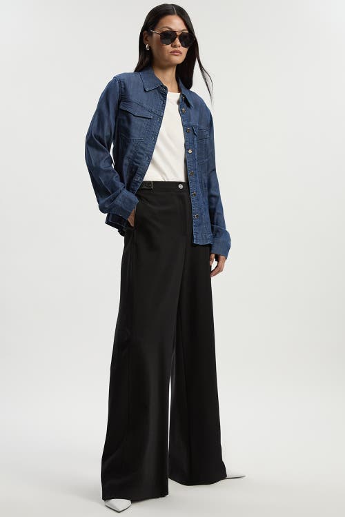 Karen Millen Ponte Pu Wide Leg Pants In Black