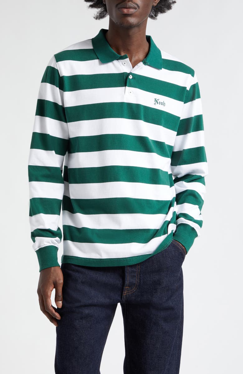 Noah Stripe Long Sleeve Cotton Jersey Polo, Main, color, 