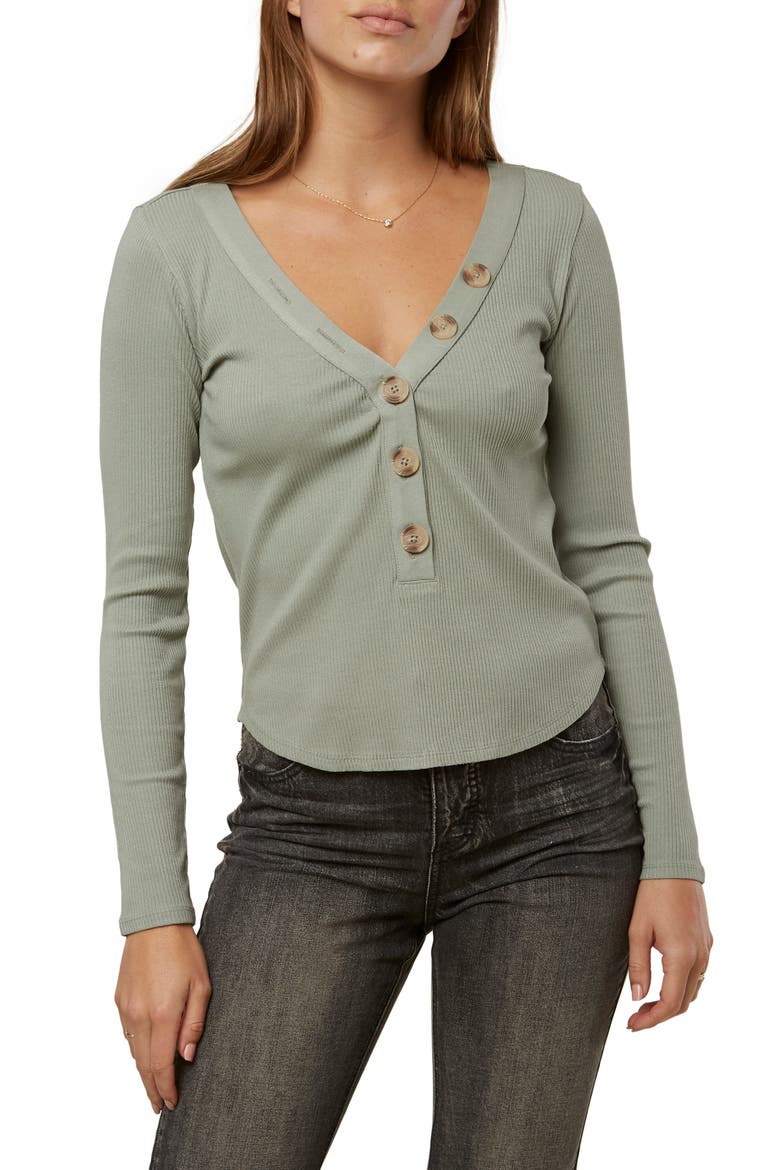 Riell Rib Henley Top, Main, color, FOG