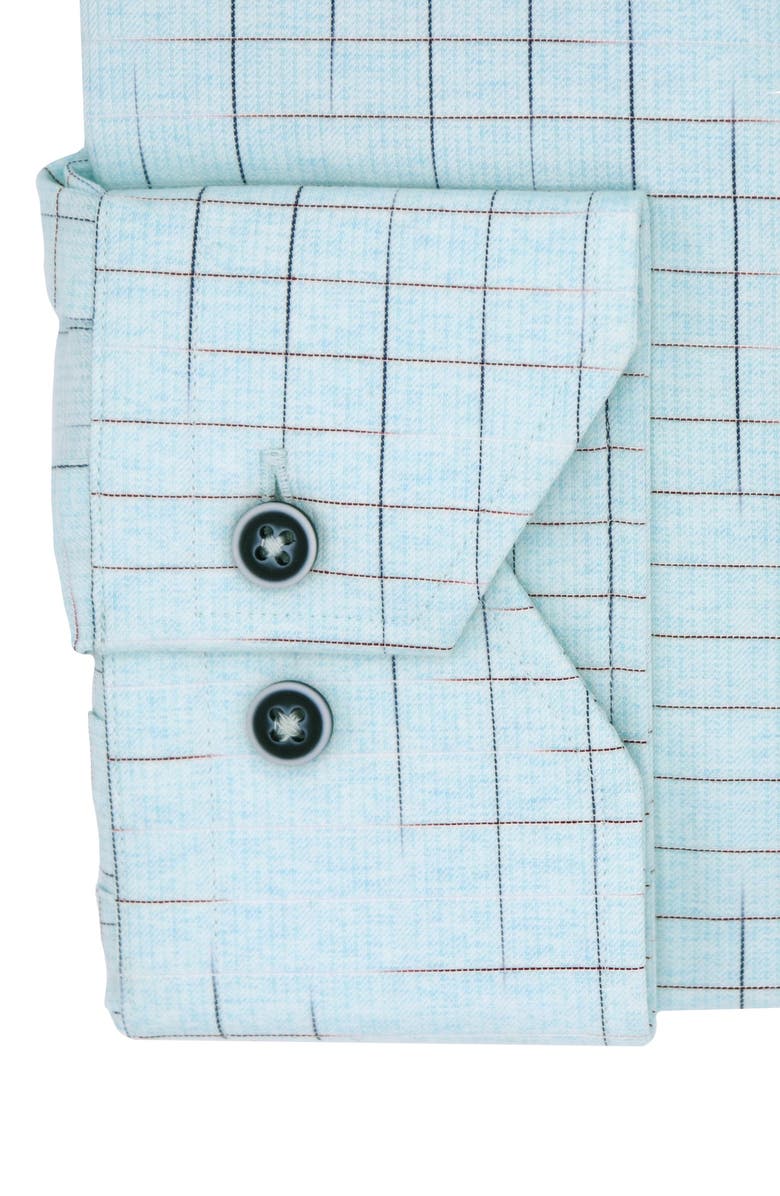 Lorenzo Uomo Trim Fit Windowpane Check Dress Shirt, Alternate, color, Aqua