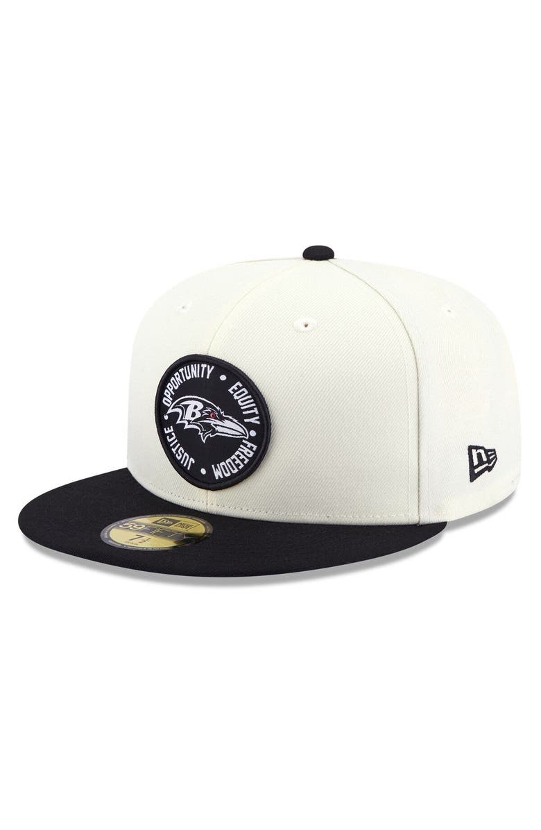 New Era Men's New Era Cream/Black Baltimore Ravens 2022 Inspire Change  59FIFTY Fitted Hat, Main, color, 