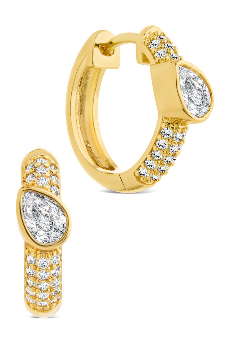 Daniela Pavé Cubic Zirconia Huggie Hoop Earrings, Main, color, GOLD