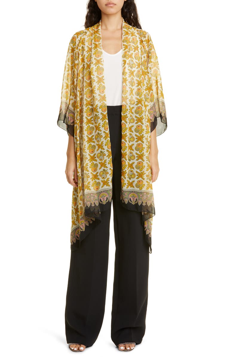 Etro Giacca Scarf Print Silk Wrap Top, Main, color, 