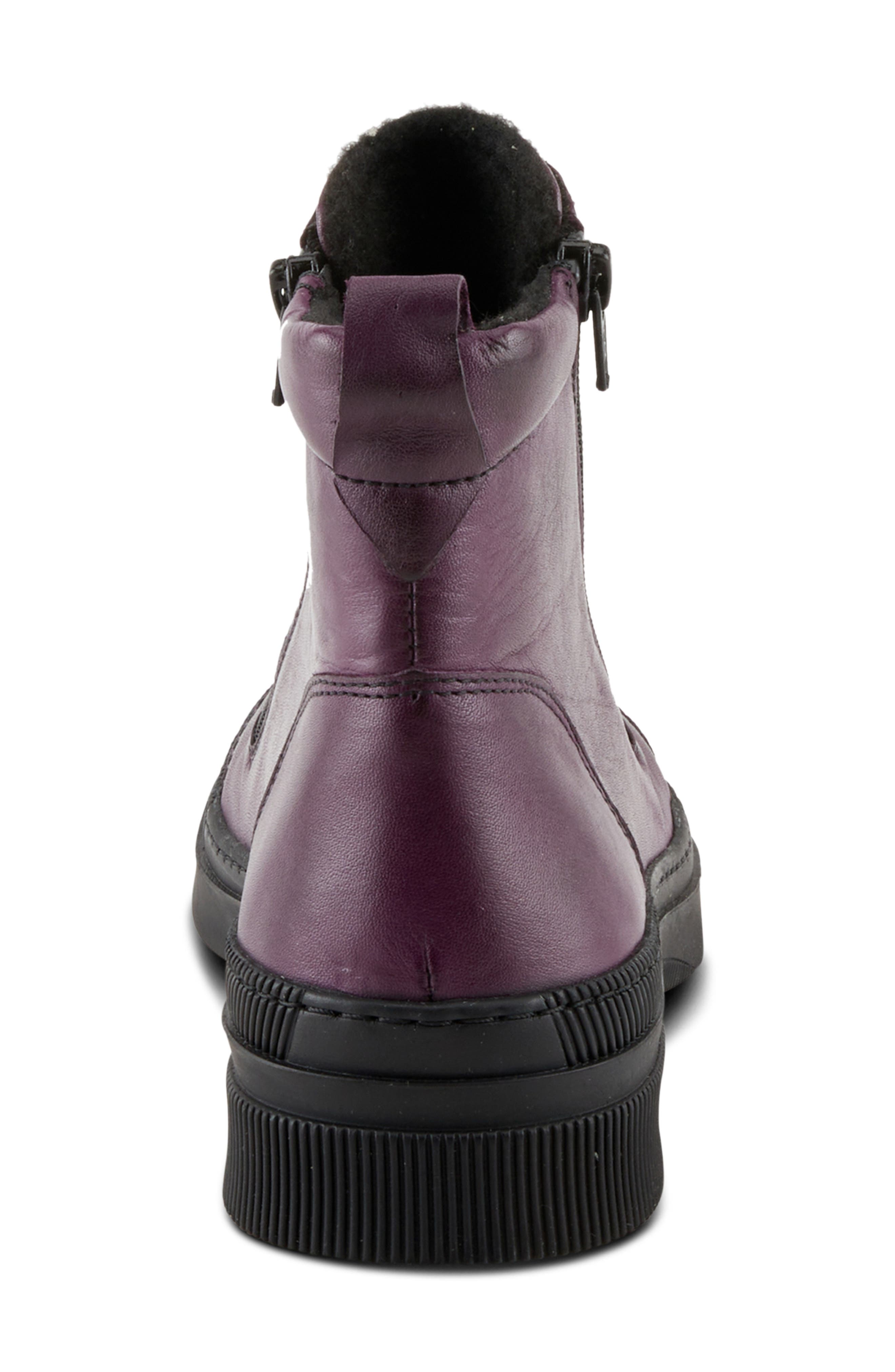 Leather Combat Boot, Alternate, color, PURPLE