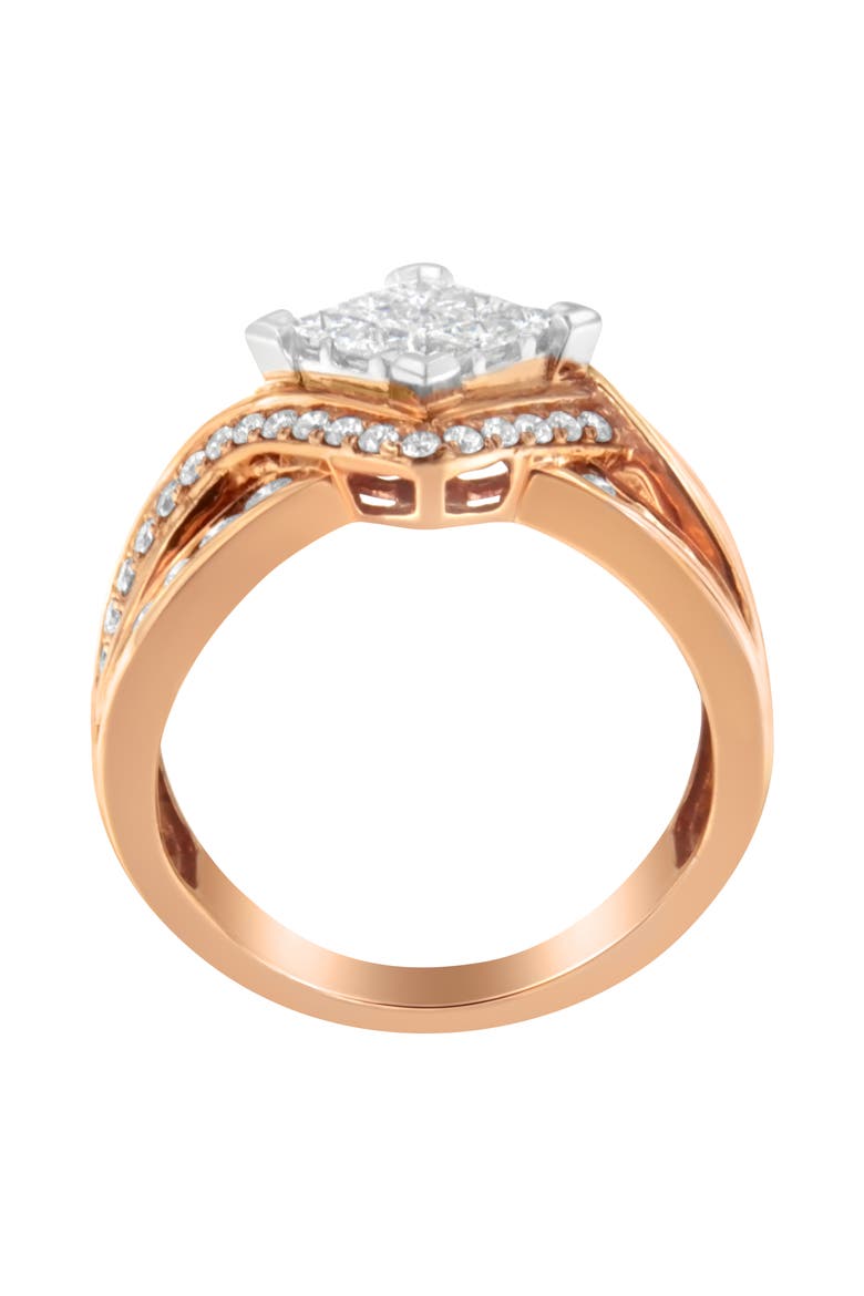Two-Tone 10KT Gold 1 1/2 cttw Diamond Bypass Cocktail Ring, Alternate, color, White