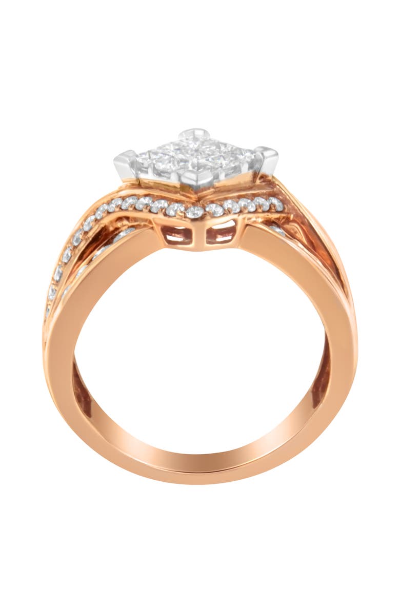 Haus of Brilliance Two-Tone 10KT Gold 1 1/2 cttw Diamond Bypass Cocktail Ring, Alternate, color, White