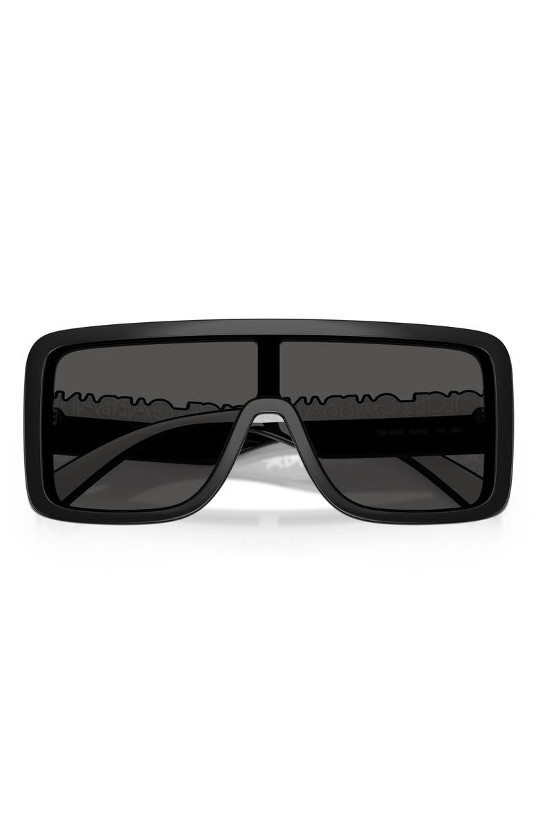 Dolce&Gabbana 134mm Rectangular Shield Sunglasses, Alternate, color, Black / Dark Grey