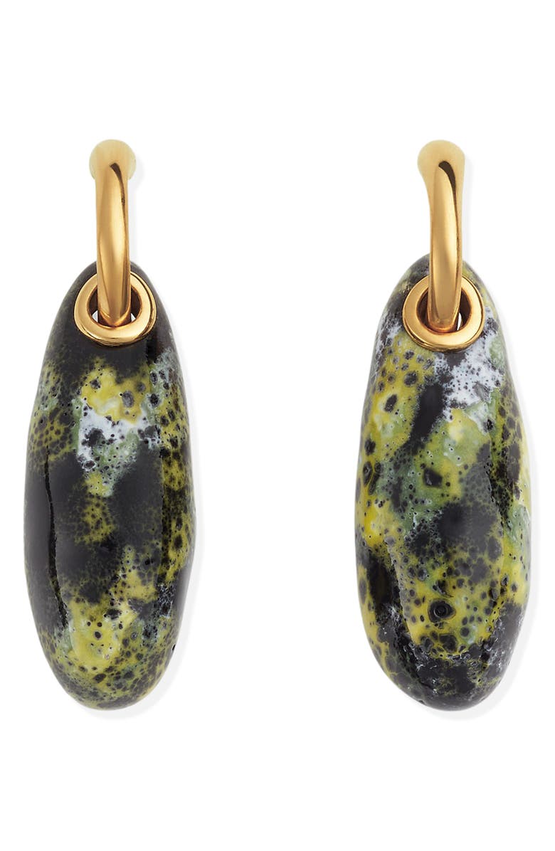 Bottega Veneta Small Ellipse Ceramic Drop Hoop Earrings, Alternate, color,