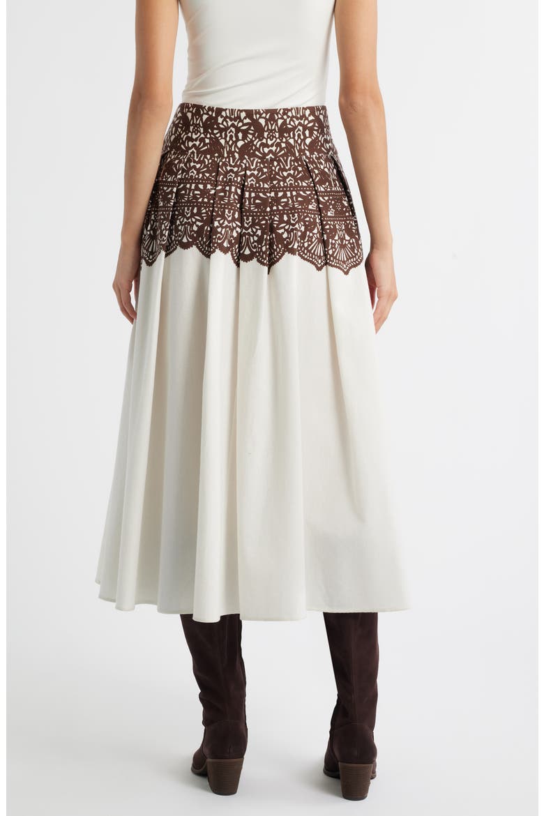 The Regency Pleated Maxi Skirt, Alternate, color, CREAM WITH WESTERN LACE PRINT