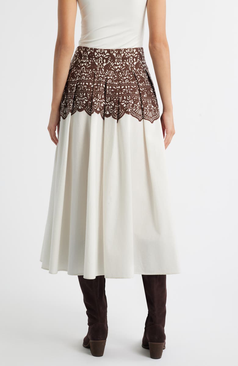 THE GREAT. The Regency Pleated Maxi Skirt, Alternate, color, Cream With Western Lace Print