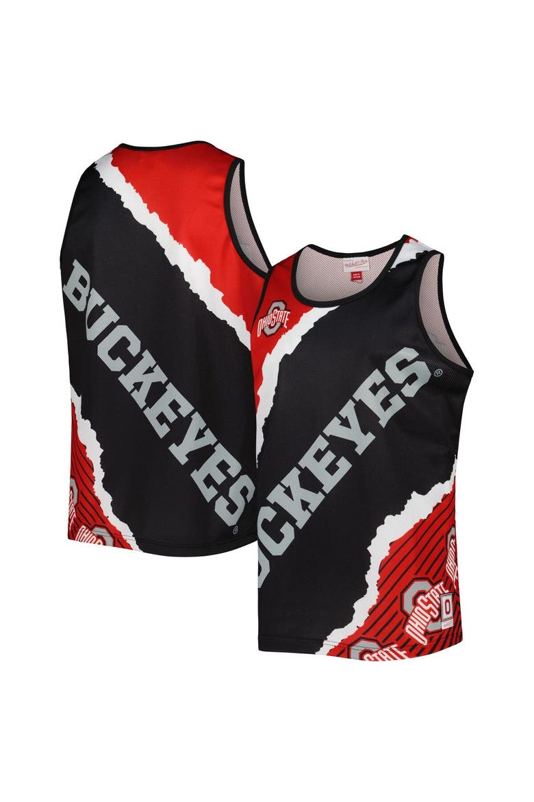 Men's Mitchell & Ness Black/Scarlet Ohio State Buckeyes Jumbotron 2.0 Sublimated Tank Top, Main, color, Black