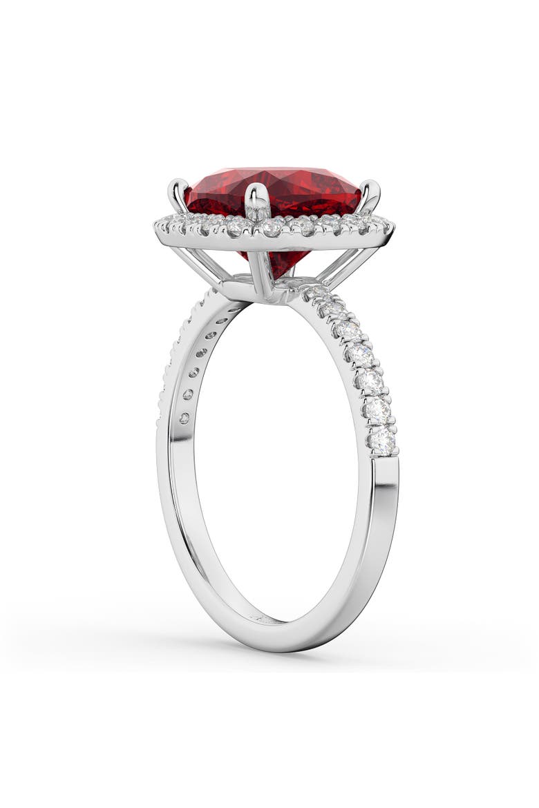Cushion Halo Ruby & Diamond Engagement Ring 14K Gold, Alternate, color, 3.11ct/White Gold