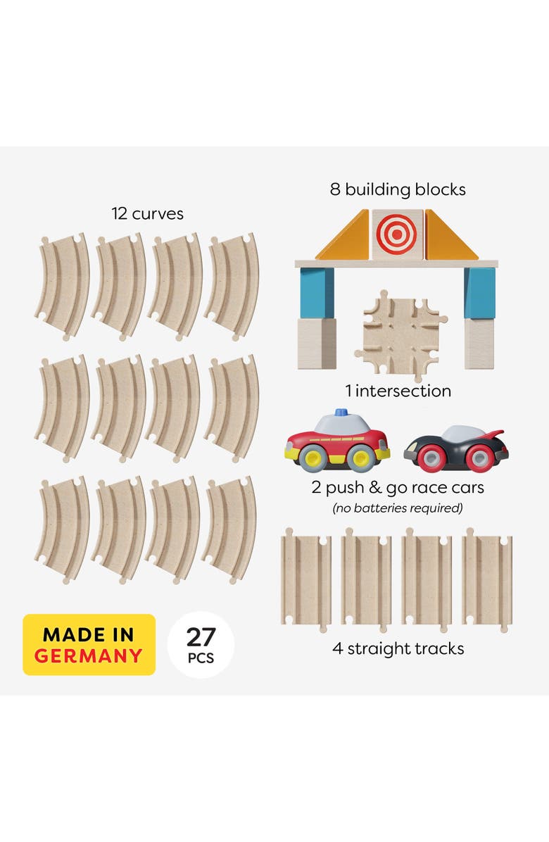 HABA Cars - My First Racetrack, 27 Piece Sustainable Kids' Race Track Set for Toddlers Ages 2+, Alternate, color, Multi