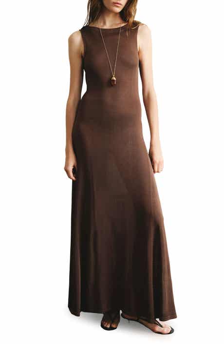 Draped Back Knit Maxi Dress