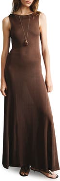 MANGO Draped Back Knit Maxi Dress