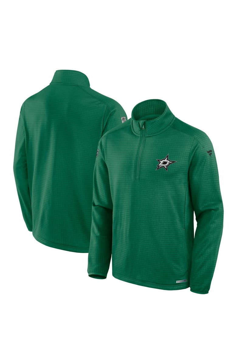 FANATICS Men's Fanatics Kelly Green Dallas Stars Authentic Pro Rink Quarter-Zip Top, Main, color,