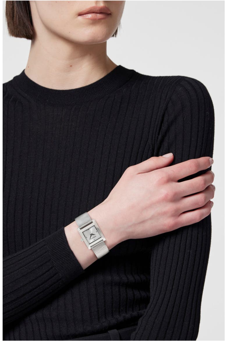 Mosaic Square Mesh Strap Watch, 22mm, Alternate, color, STAINLESS STEEL