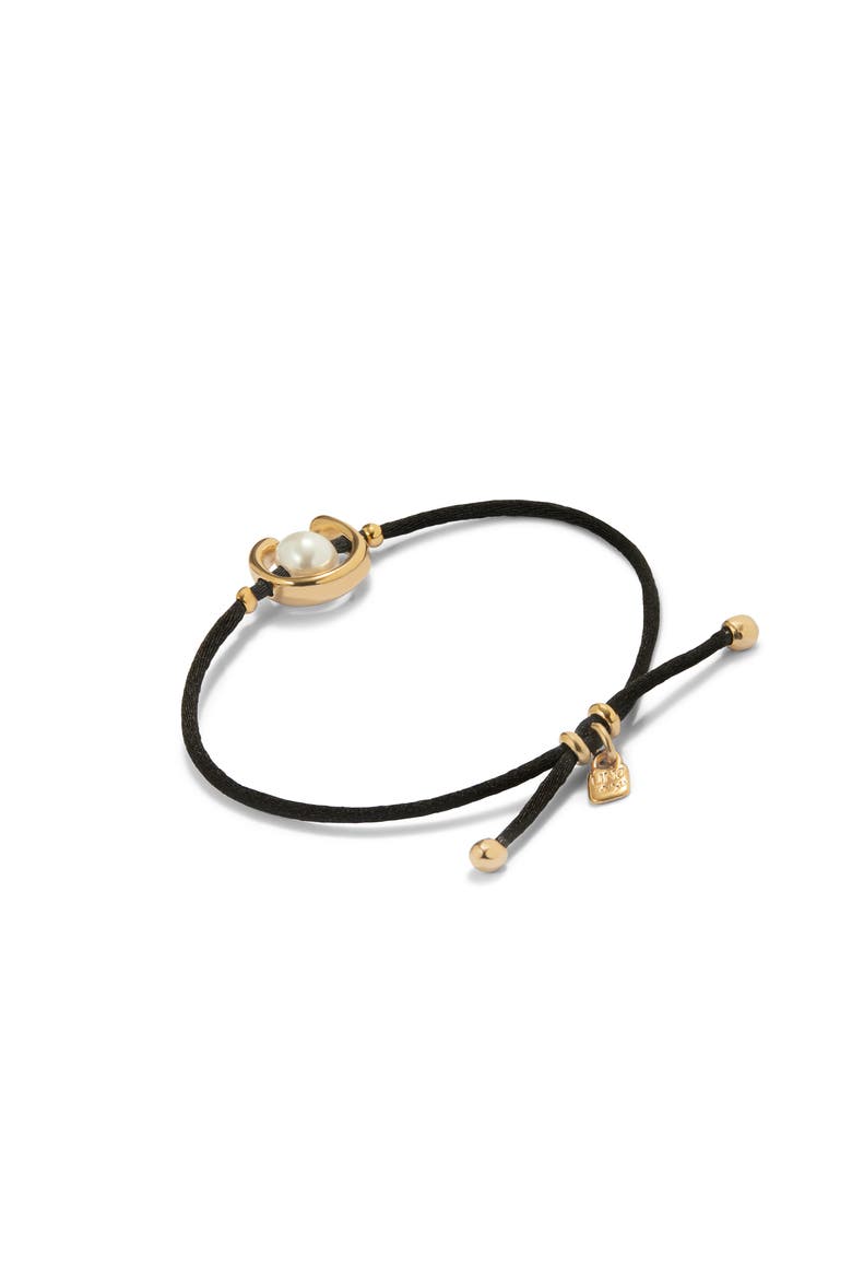 Black Cord Pearl Bracelet, Alternate, color, Gold