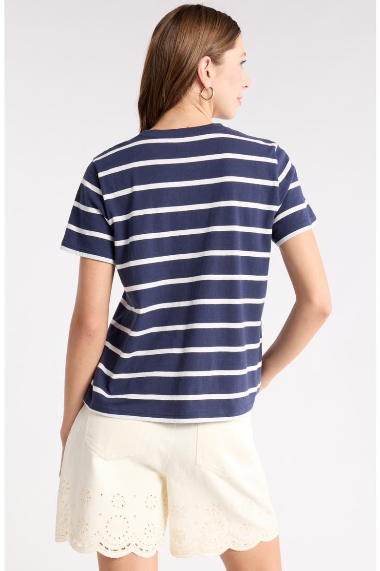 Crewneck Cotton T-Shirt, Alternate, color, NAVY IVORY TILLY STRIPE