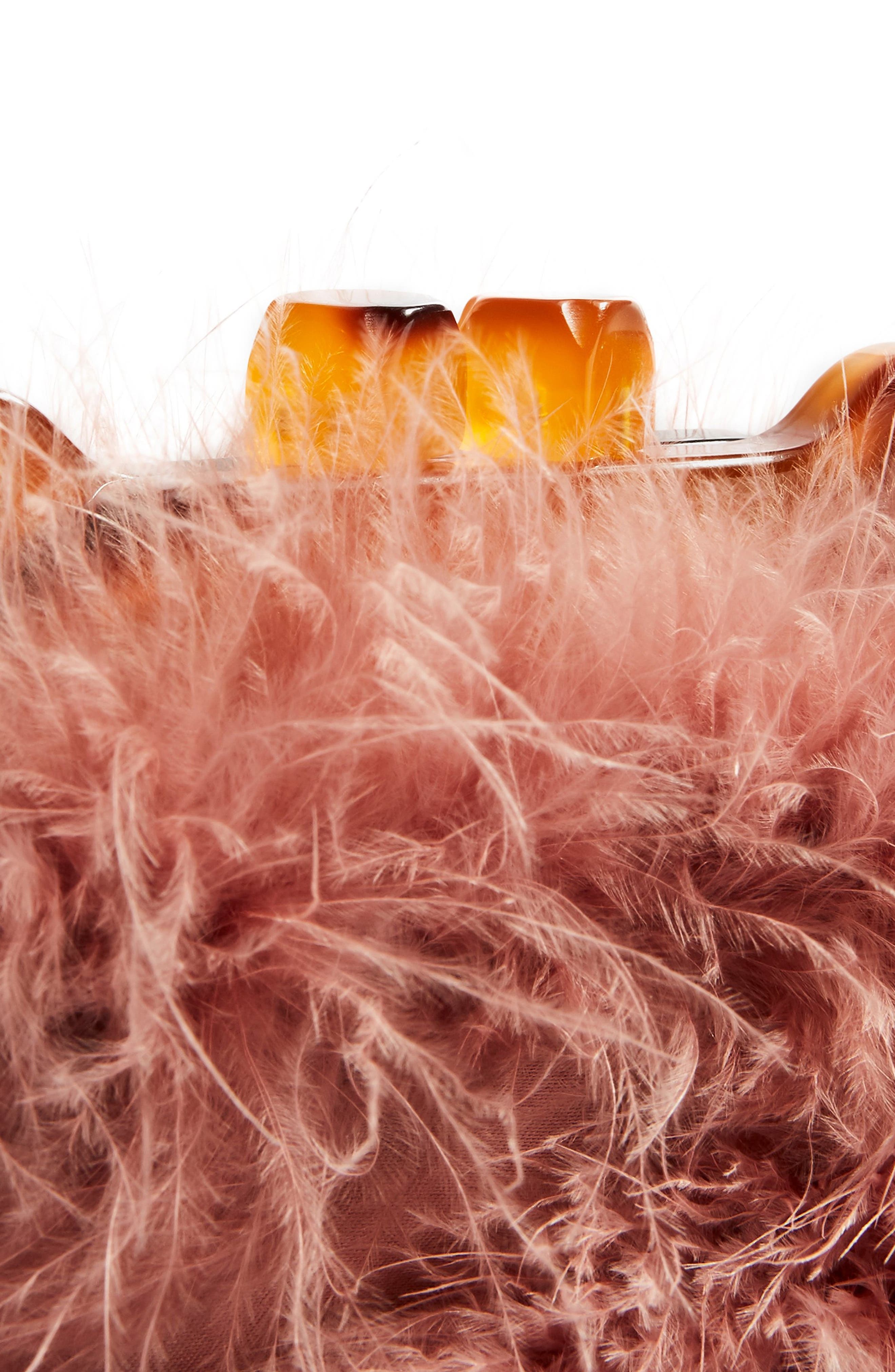 Marabou Feather Frame Handbag, Alternate, color, PINK MULTI