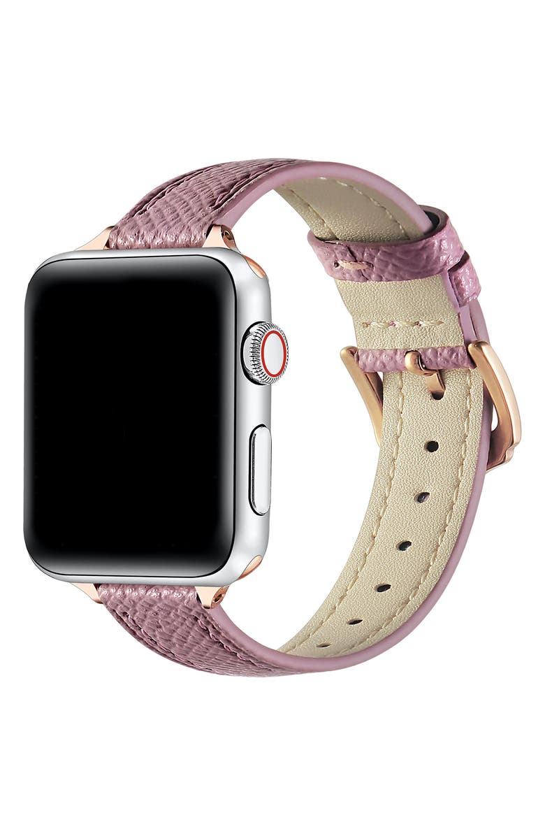 The Posh Tech Cleo Skinny Leather Apple Watch<sup>®</sup> Watchband, Alternate, color, Light Purple