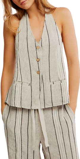 Take Me To Paris Stripe Halter Vest & Pants Set