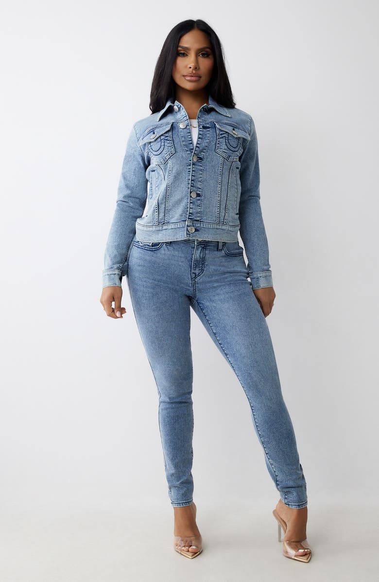 True Religion Jesse Crop Denim Jacket, Alternate, color, Light Budding Wash