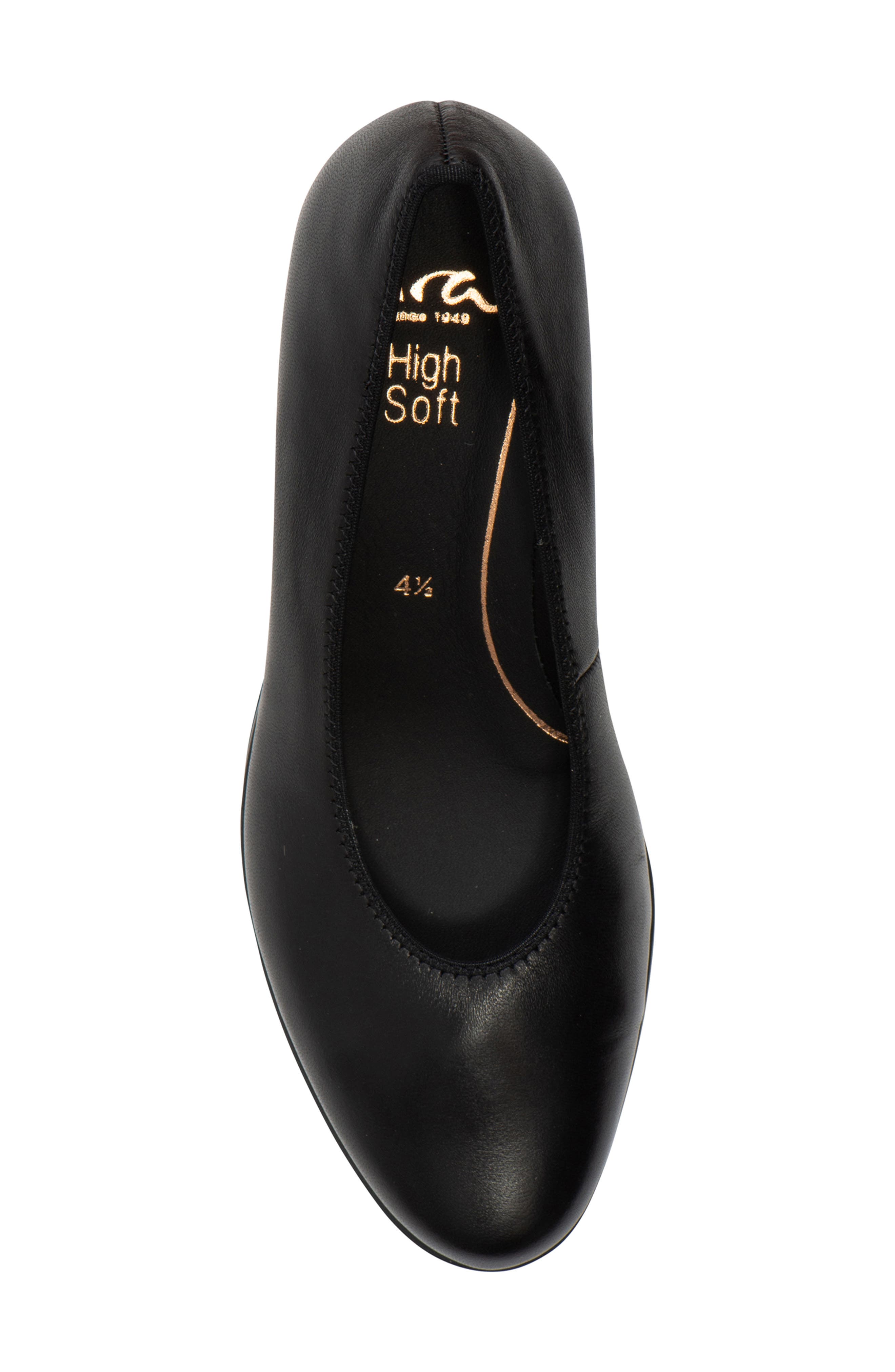 ara Block Heel Pump, Alternate, color, Black Nappa Leather