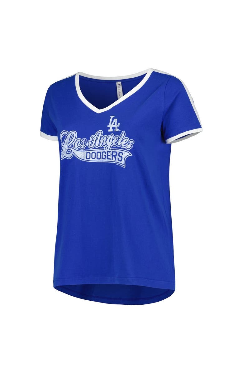 SOFT AS A GRAPE Women's Soft as a Grape Royal Los Angeles Dodgers Plus Size V-Neck T-Shirt, Alternate, color, 