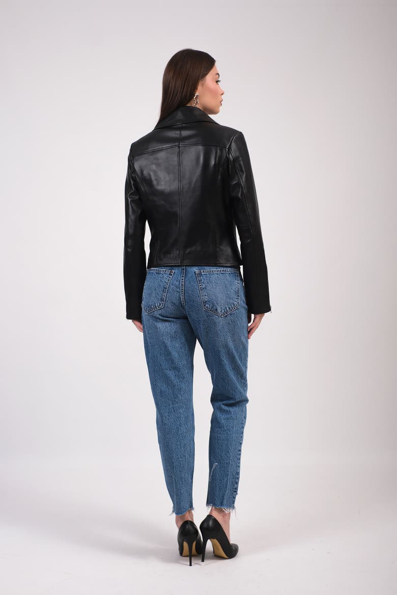 Charlotte Leather Jacket, Alternate, color, Black