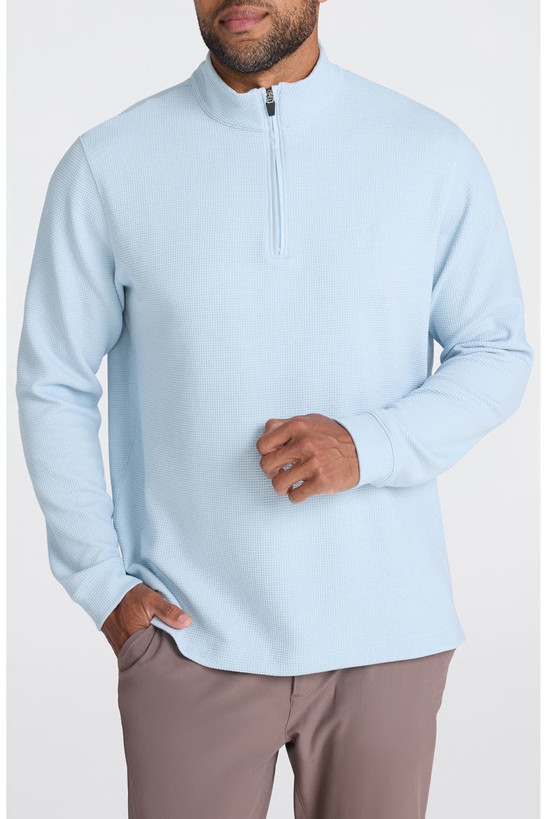 Waffle Knit Quarter Zip Pullover, Main, color, BABY BLUE