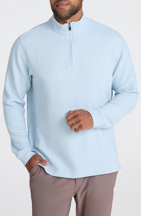Waffle Knit Quarter Zip Pullover
