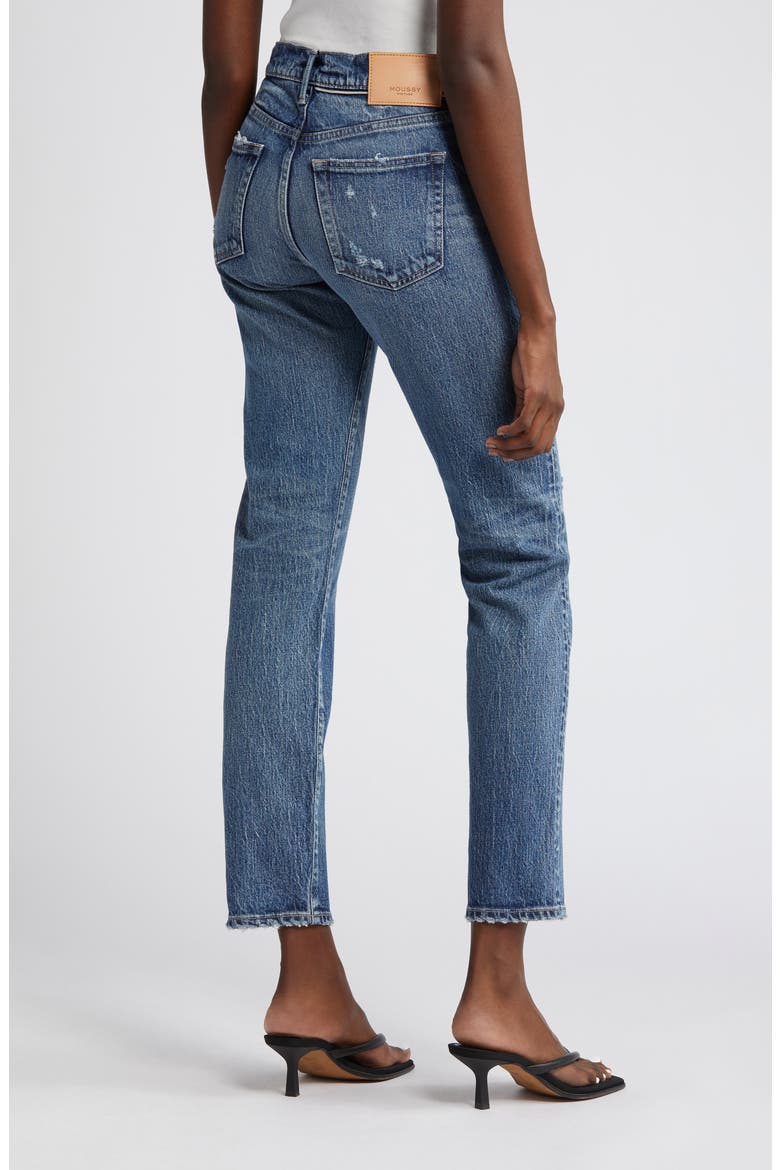 MV Mallard Distressed Slim Straight Leg Jeans, Alternate, color, DARK BLUE