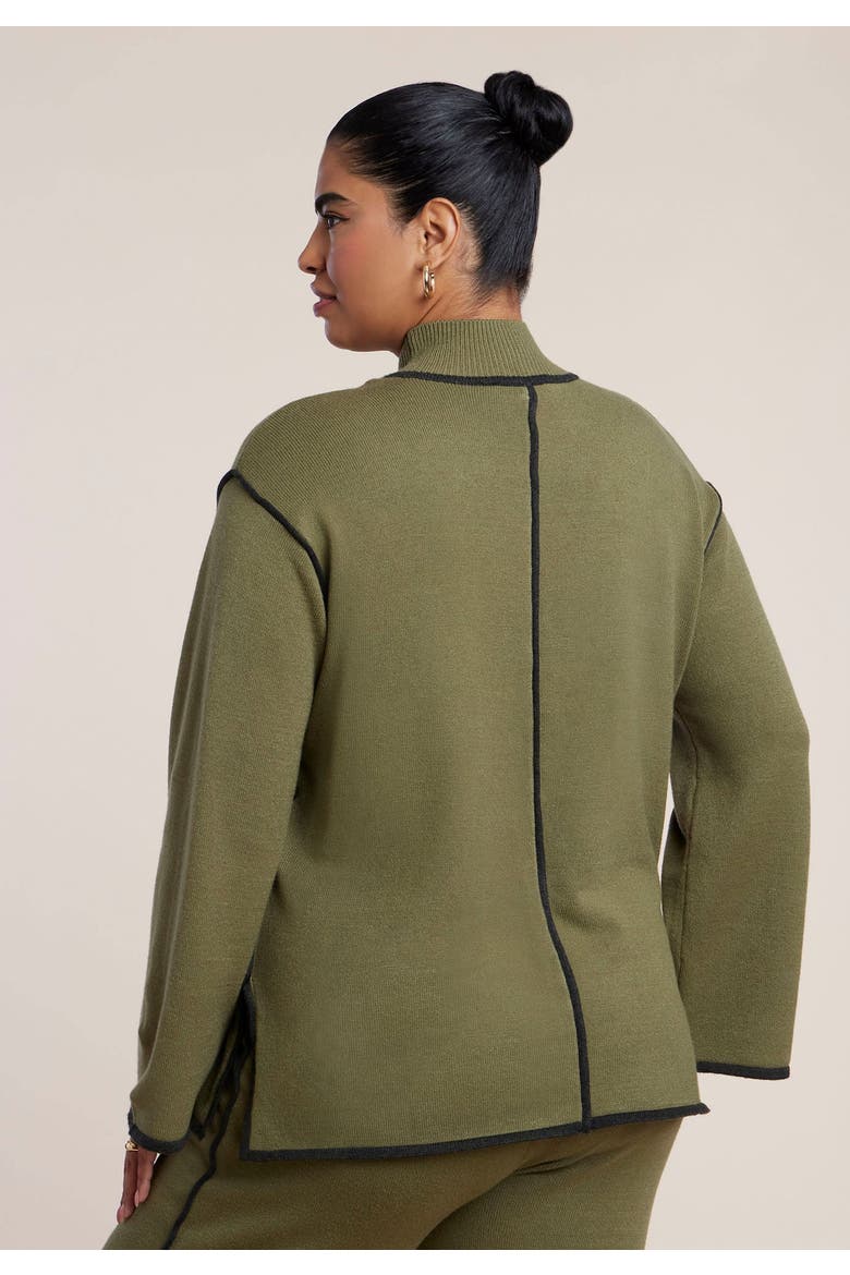 Tipping Detail Mock Neck Sweater, Alternate, color, OLIVE GREEN
