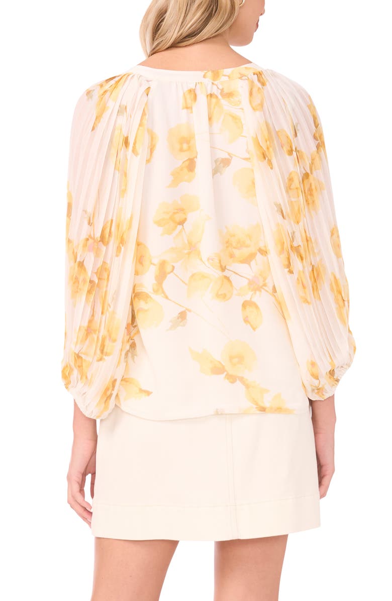 Vince Camuto Pleated Sleeve Top, Alternate, color, New Ivory