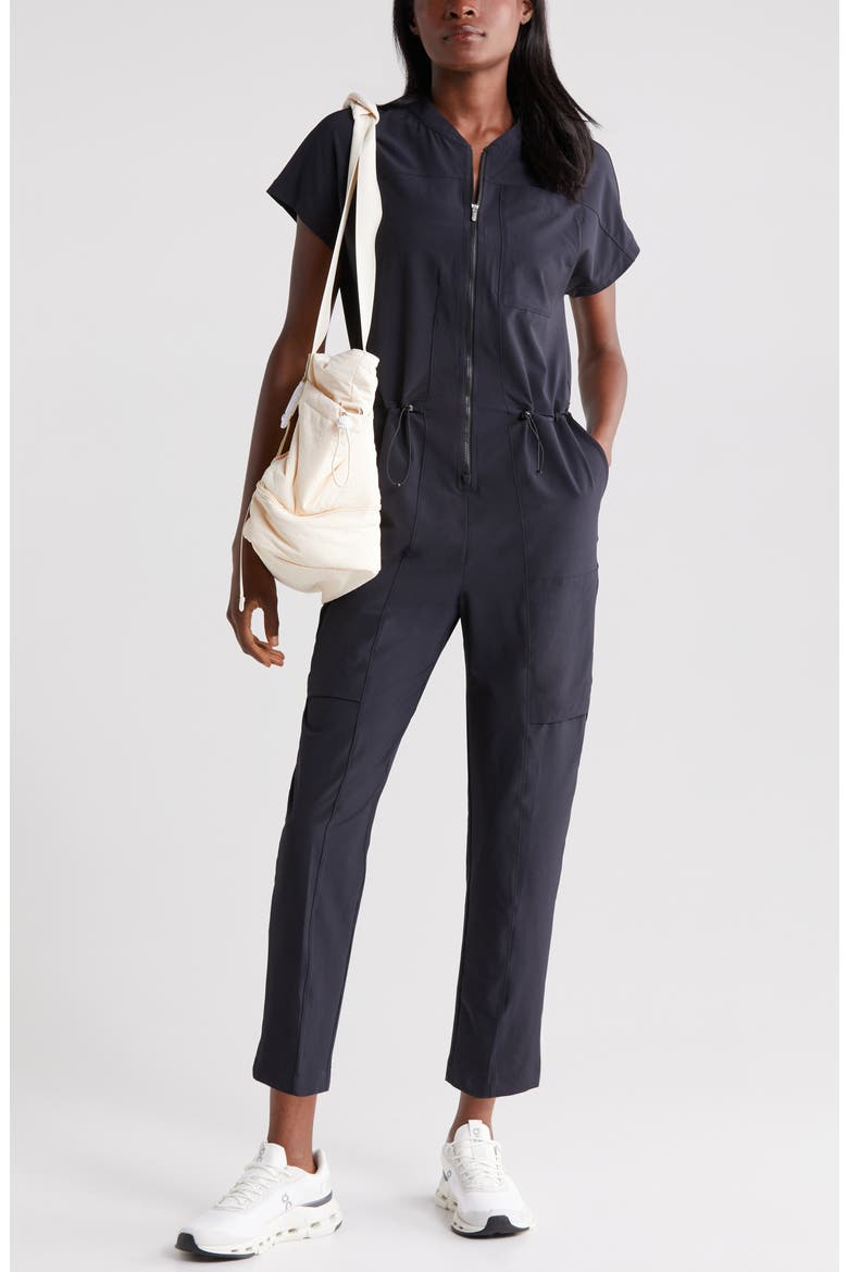 In Flight Cargo Jumpsuit, Alternate, color, BLACK