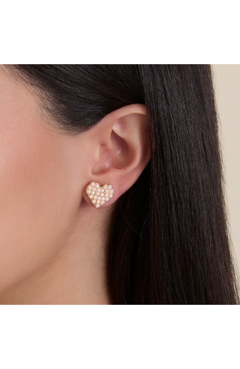 Jessica Simpson Pearl Stud Earring Set of 3, Alternate, color, Gold