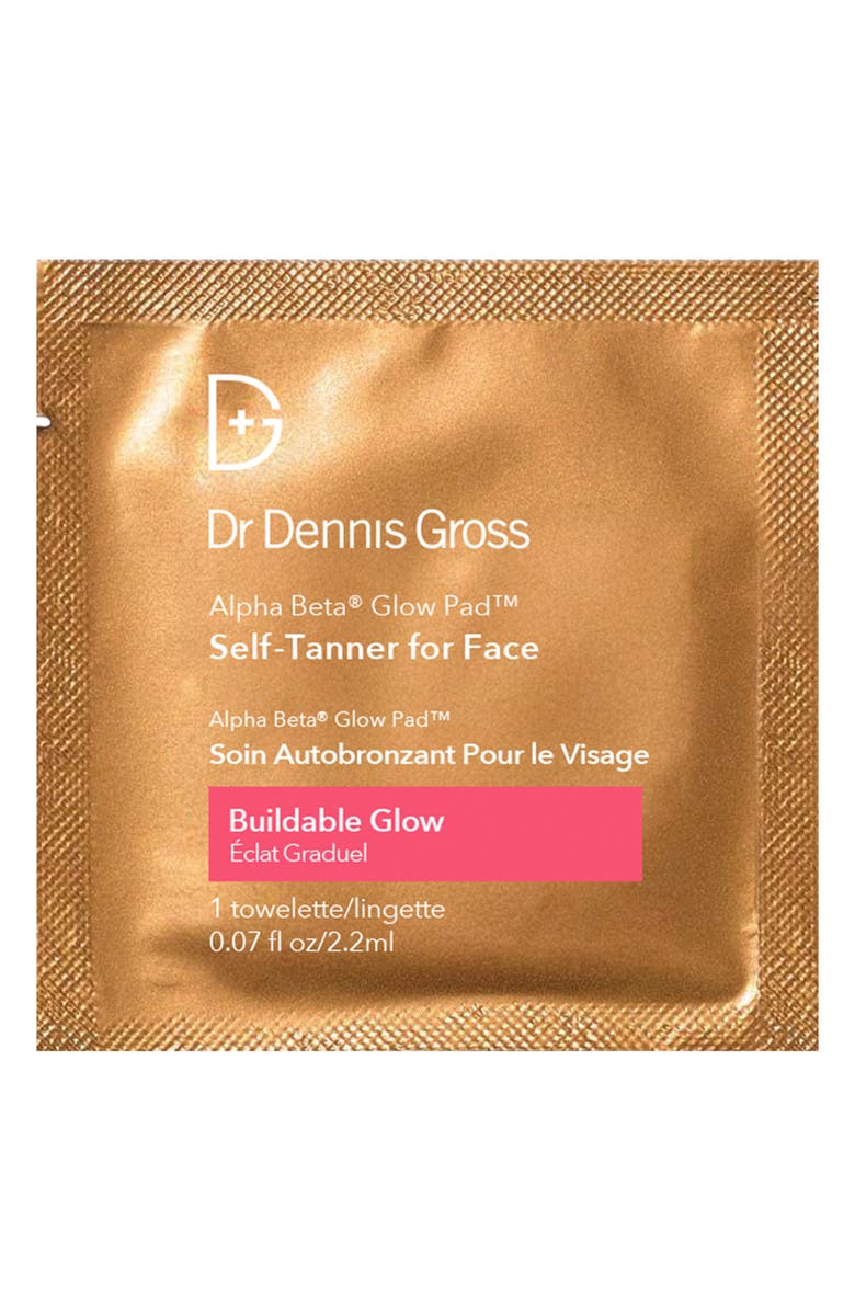 Dr. Dennis Gross Skincare Alpha Beta<sup>®</sup> Glow Pad<sup>™</sup> Self Tanner for Face Buildable Glow, Main, color, 