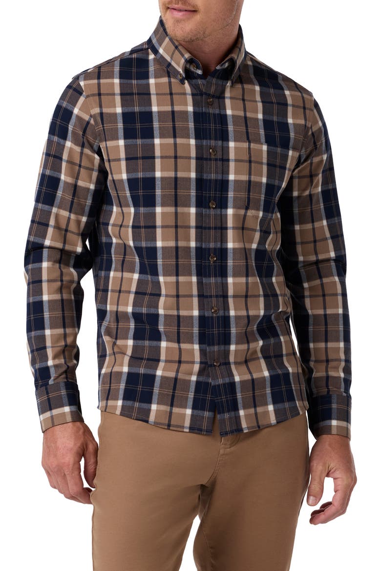 City Trim Fit Flannel Button-Down Shirt, Main, color, MOCHA TIMOTHY PLAID