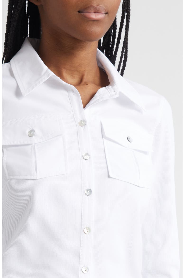 Lyric Button-Up Knit Shirt, Alternate, color, WHITE/WHITE