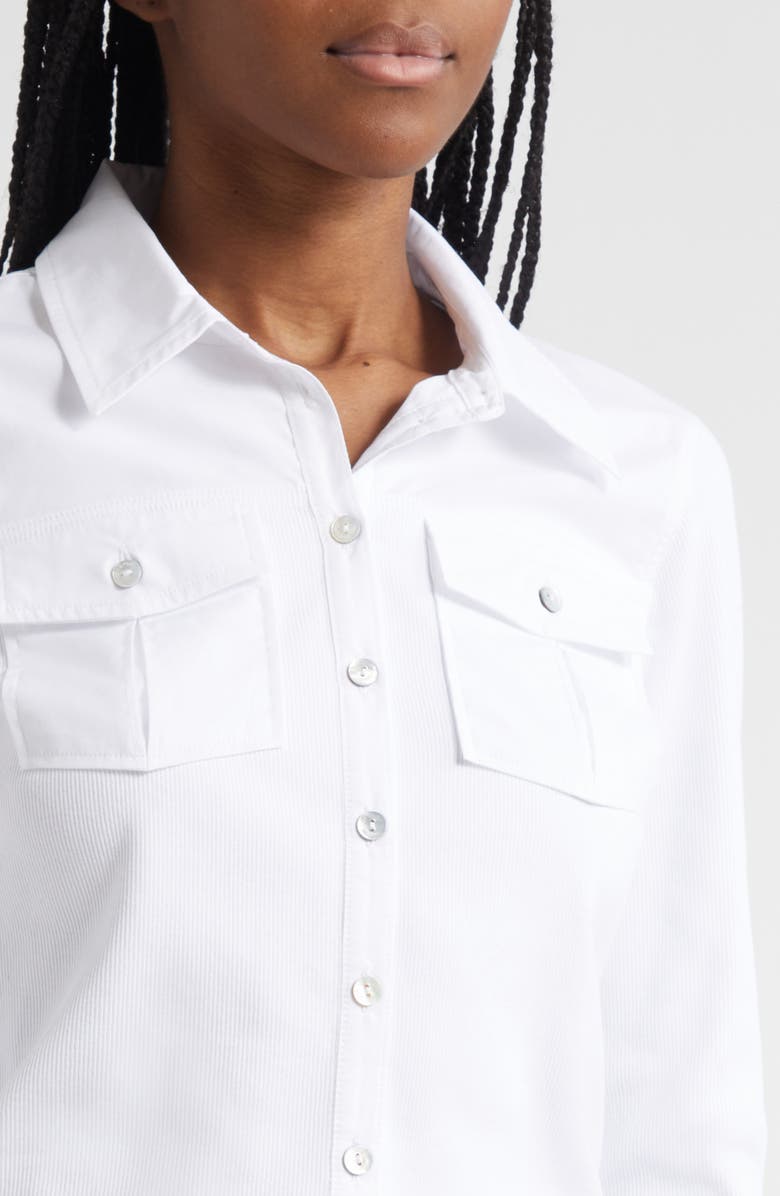 Cinq à Sept Lyric Button-Up Knit Shirt, Alternate, color, White/ White