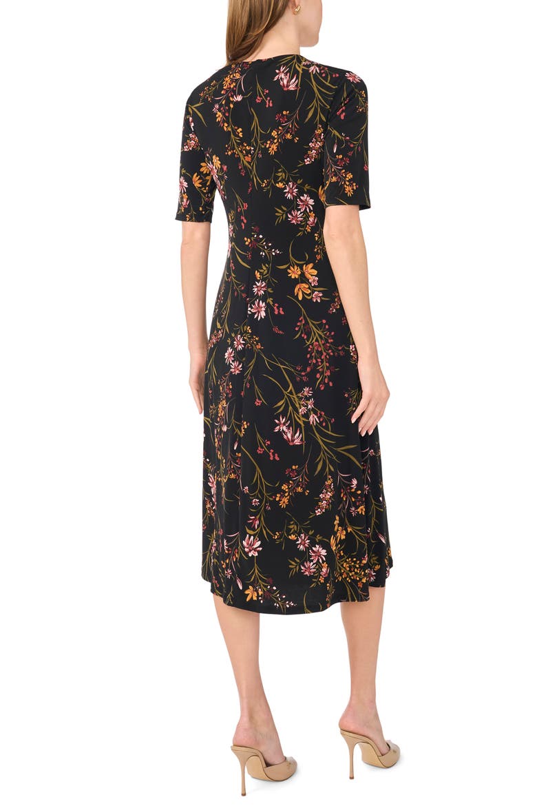 V-Neck Faux Wrap Midi Dress, Alternate, color, RICH BLACK