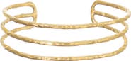 Adornia Hammered 18k Gold Plated Multirow Cuff Bracelet