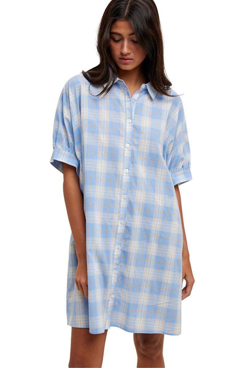 WISHLIST Oversize Button-Up Shirtdress, Alternate, color, Blue Combo