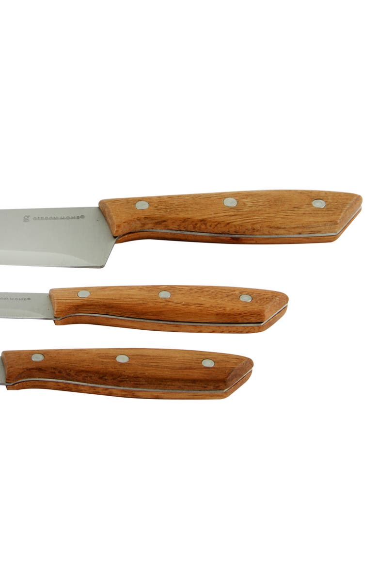 Gibson Home Seward 3 Piece Stainless Steel Cutlery Set with Wood Handles, Alternate, color, Wood