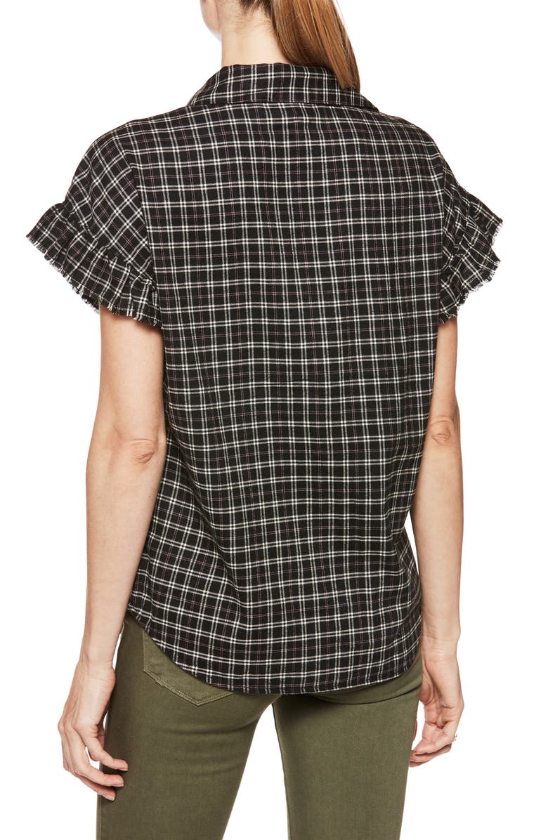 PAIGE Jaylin Raw Edge Ruffle Sleeve Shirt, Alternate, color, 