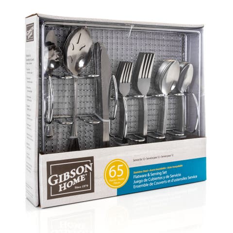 South Bay 65 Piece Stainless Steel Flatware Service Set with Wire Caddy